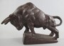 Casa Padrino Metall Deko Figur Stier Braun 27 cm - Schreibtisch Dekofigur