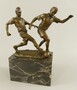 Casa Padrino Bronze Skulptur 2 Fu�ballspieler Bronze / Grau H. 23 cm - Schreibtisch Deko
