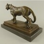 Casa Padrino Bronze Skulptur Panther auf Marmorsockel 24 cm - Deko Accessoires