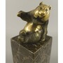 Casa Padrino Bronze Skulptur Panda B�r Gold / Schwarz H. 21 cm - Bronzefigur
