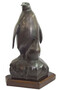 Casa Padrino Bronzefigur Pinguin Mutter mit Kind Bronze / Braun 22 x 15 x H. 33 cm - Luxus Skulptur