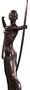 Casa Padrino Luxus Bronze Deko Skulptur Dame mit Bogen und Tiger Bronzefarben / Schwarz 85 x 13 x H. 82 cm - Luxus Deko Accessoires