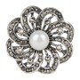 Casa Padrino Brosche Blume Markasit aus Sterlingsilber mit Perle