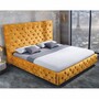 Casa Padrino Chesterfield Doppelbett Senfgelb / Schwarz 160 x 200 cm - Schlafzimmer M�bel