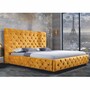 Casa Padrino Chesterfield Doppelbett Senfgelb / Schwarz 160 x 200 cm - Schlafzimmer M�bel