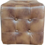 Casa Padrino Chesterfield Echtleder Hocker Vintage Braun 40 x 40 x H. 42 cm - Luxus M�bel
