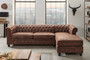 Casa Padrino Chesterfield Ecksofa Rechts Antik Braun - Microfaser Wohnzimmer Sofa - Chesterfield Wohnzimmer M�bel