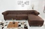 Casa Padrino Chesterfield Ecksofa Vintage Braun 280 x 165 x H. 73 cm - Kunstleder Wohnzimmer Sofa - Chesterfield M�bel
