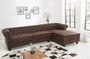 Casa Padrino Chesterfield Ecksofa Vintage Braun 280 x 165 x H. 73 cm - Kunstleder Wohnzimmer Sofa - Chesterfield M�bel
