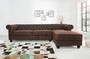 Casa Padrino Chesterfield Ecksofa Vintage Braun 280 x 165 x H. 73 cm - Kunstleder Wohnzimmer Sofa - Chesterfield M�bel
