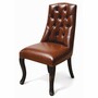 Casa Padrino Chesterfield Leder Esszimmer Stuhl Braun / Antik Schwarz - Echtleder Stuhl - Chesterfield M�bel - Leder M�bel - Esszimmer M�bel