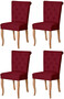 Casa Padrino Chesterfield Neo Barock Esszimmer Stuhl 4er Set Bordeauxrot / Naturfarben - K�chenst�hle Set - Esszimmer M�bel - Chesterfield M�bel - Neo Barock M�bel