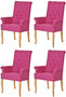 Casa Padrino Chesterfield Neo Barock Esszimmer Stuhl 4er Set Pink / Naturfarben - K�chenst�hle mit Armlehnen - Esszimmer M�bel - Chesterfield M�bel - Neo Barock M�bel