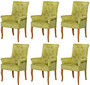 Casa Padrino Chesterfield Neo Barock Esszimmer Stuhl 6er Set Gr�n / Naturfarben - K�chenst�hle mit Armlehnen - Esszimmer M�bel - Chesterfield M�bel - Neo Barock M�bel