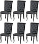 Casa Padrino Chesterfield Neo Barock Esszimmer Stuhl 6er Set Schwarz / Schwarz - Kunstleder K�chenst�hle mit Glitzersteinen - Esszimmer M�bel - Chesterfield M�bel - Neo Barock M�bel