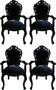 Casa Padrino Barock Esszimmerstuhl 4er Set Schwarz - Handgefertigte Antik Stil St�hle mit Armlehnen - Barock Esszimmer M�bel