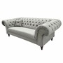 Casa Padrino Chesterfield Samt Sofa Grau / Schwarz 225 cm - Chesterfield M�bel