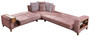 Casa Padrino Luxus Eckschlafsofa Rosa / Braun 330 x 270 x H. 80 cm - Modernes Ecksofa - Schlafsofa - Wohnzimmer Sofa - Wohnzimmer M�bel
