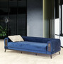 Casa Padrino Chesterfield Schlafsofa Blau / Schwarz / Gold 222 x 90 x H. 80 cm - Modernes Wohnzimmer Sofa - Chesterfield M�bel - Wohnzimmer M�bel