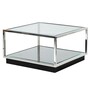 Casa Padrino Couchtisch mit Glasplatte und Spiegelablage Silber / Schwarz 65 cm 