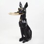 Casa Padrino Deko Figur Dobermann mit Tablett Schwarz / Gold H. 77 cm - Deko Skulptur 