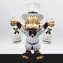 Casa Padrino Deko Figur Ente Wei� / Gold / Schwarz H. 45 cm - Deko Skulptur
