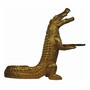 Casa Padrino Luxus Deko Skulptur Krokodil mit Tablett Gold H. 52 cm - Deko Figur
