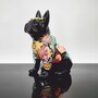 Casa Padrino Deko Figur Hund Bulldogge Schwarz / Bunt 25 x H. 30 cm - Deko Tierfigur