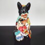 Casa Padrino Deko Figur Hund Bulldogge Schwarz / Bunt 25 x H. 30 cm - Deko Tierfigur