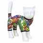 Casa Padrino Deko Figur Katze Wei� / Bunt 35 x H. 44 cm - Deko Tierfigur 