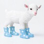 Casa Padrino Deko Figur Ziege mit Gummistiefeln Wei� / Hellblau 42 cm - Deko Skulptur