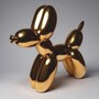 Casa Padrino Deko Skulptur Ballon Hund Chrom Gold 120 cm - Gro�e Garten Figur 