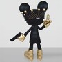 Casa Padrino Deko Skulptur Schwarz / Gold H. 120 cm - Wohnzimmer & Garten Figur