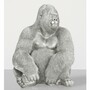 Casa Padrino Deko Skulptur Gorilla Affe Silber H. 75 cm - Gro�e Deko Figur 