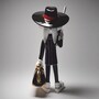 Casa Padrino Deko Skulptur Hase Schwarz / Bunt H. 120 cm - Garten Deko Figur