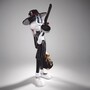Casa Padrino Deko Skulptur Hase Schwarz / Bunt H. 120 cm - Garten Deko Figur