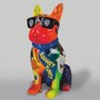 Casa Padrino XXL Deko Skulptur Hund Bulldogge mit Sonnenbrille Bunt H. 120 cm