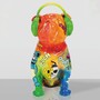 Casa Padrino Deko Skulptur Hund Bulldogge mit Kopfh�rern Bunt H. 120 cm
