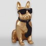 Casa Padrino XXL Deko Skulptur Bulldogge Gold / Schwarz H. 120 cm - Garten Figur 