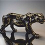 Casa Padrino Deko Skulptur Panther Schwarz / Gold 160 cm - Garten Deko Figur CPB 