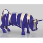 Casa Padrino Deko Skulptur Stier Blau / Gold 81 cm - Garten Figur 