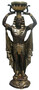 Casa Padrino Deko Skulptur �gypter mit Blumentopf Bronze / Schwarz / Gold H. 130 cm - Wetterbest�ndige �gyptische Dekofigur - Wohnzimmer Garten Terrassen Skulptur 