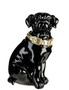 Casa Padrino Dekofigur Hund mit Halsband Schwarz gl�nzend / Gold 11 x 10 x H. 16 cm - Deko Accessoires 