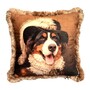 Casa Padrino Dekokissen Berner Sennenhund im Barockkostuem Cognac / Beige - Zierkissen mit Fuellung 