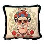 Casa Padrino Dekokissen Frida Kahlo Sugar Skull Creme / Petrol - Zierkissen mit Fuellung 