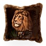 Casa Padrino Dekokissen Loewe im Uniformrock Braun / Gold - Zierkissen mit Fuellung 
