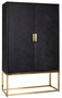 Casa Padrino Luxus Barschrank Schwarz / Gold 108 x 45 x H. 175 cm - Massivholz Schrank mit 2 T�ren - Wohnzimmer M�bel - Bar M�bel - Hotel M�bel - Luxus Kollektion