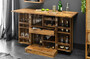 Casa Padrino Designer Barschrank Naturfarben / Braun 65-130 x 50 x H. 90 cm - Moderner Massivholz Weinschrank mit 2 T�ren und Schublade - Barm�bel