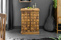Casa Padrino Designer Barschrank Naturfarben / Braun 65-130 x 50 x H. 90 cm - Moderner Massivholz Weinschrank mit 2 T�ren und Schublade - Barm�bel