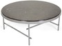 Casa Padrino Luxus Couchtisch Dunkelbraun / Silber  100 x H. 41 cm - Runder Wohnzimmertisch mit Marmorplatte und Edelstahl Gestell - Luxus Wohnzimmer M�bel 